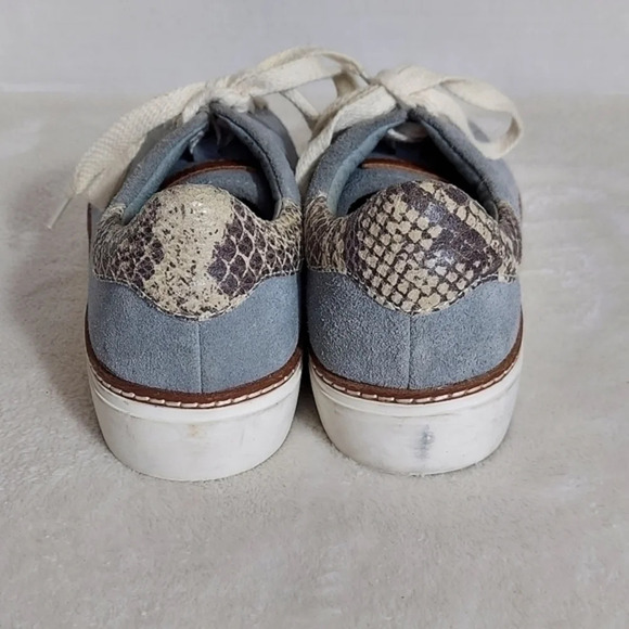 Liebeskind Berlin Gray Blue Suede Sneakers Snake Cuff Lace Up Pointed Toes - Picture 5 of 15